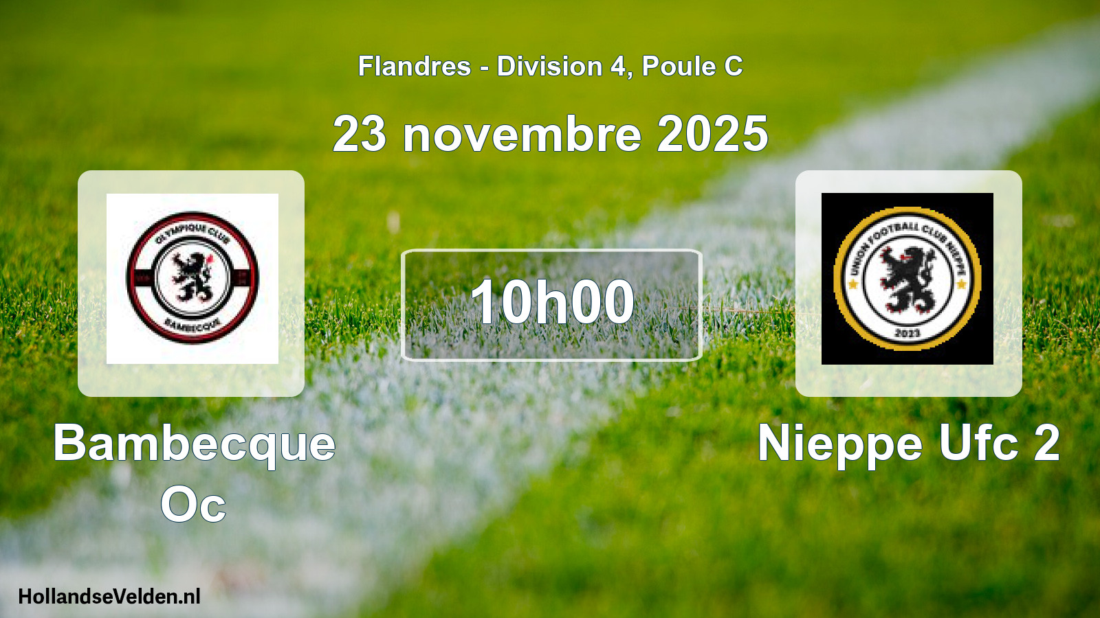 Match programmé: Bambecque Oc - Nieppe Ufc 2 (23 novembre 2025)