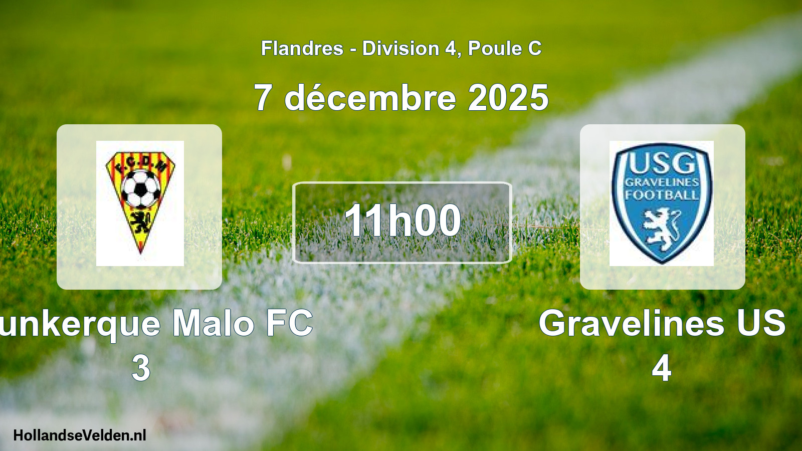Match programmé: Dunkerque Malo FC 3 - Gravelines US 4 (7 décembre 2025)