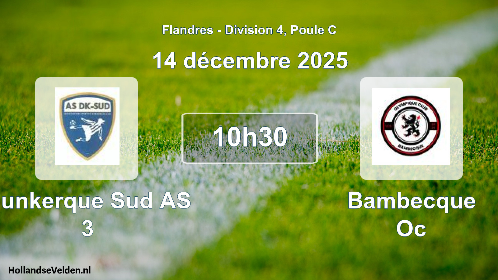 Match programmé: Dunkerque Sud AS 3 - Bambecque Oc (14 décembre 2025)
