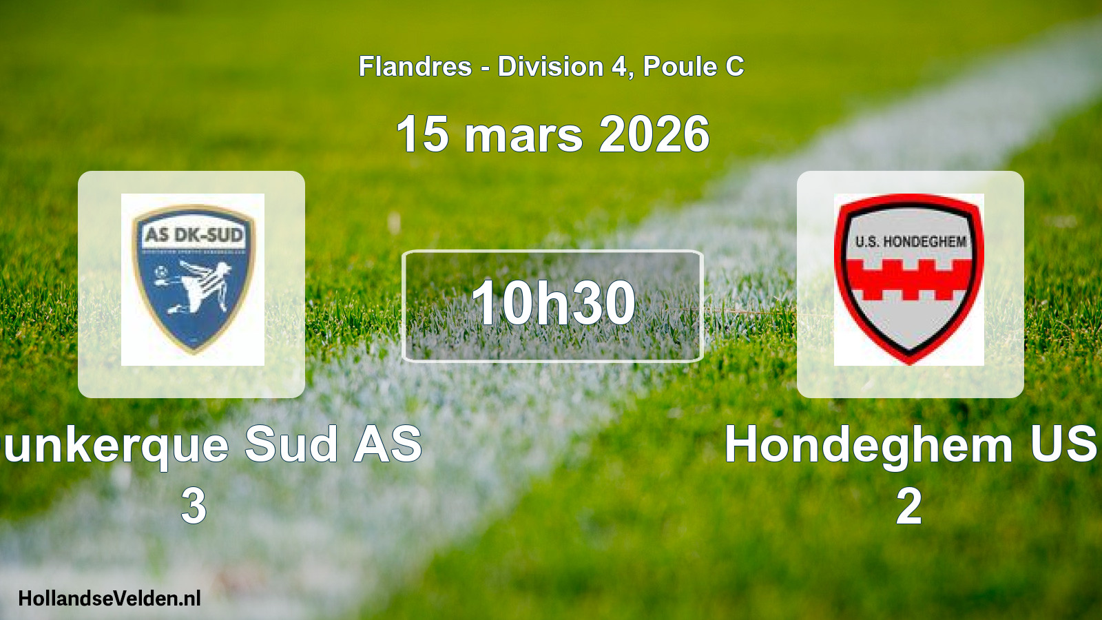 Match programmé: Dunkerque Sud AS 3 - Hondeghem US 2 (15 mars 2026)