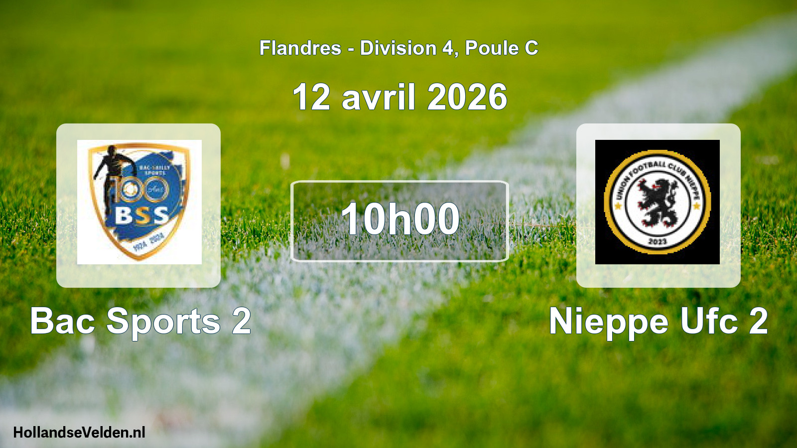 Match programmé: Bac Sports 2 - Nieppe Ufc 2 (12 avril 2026)