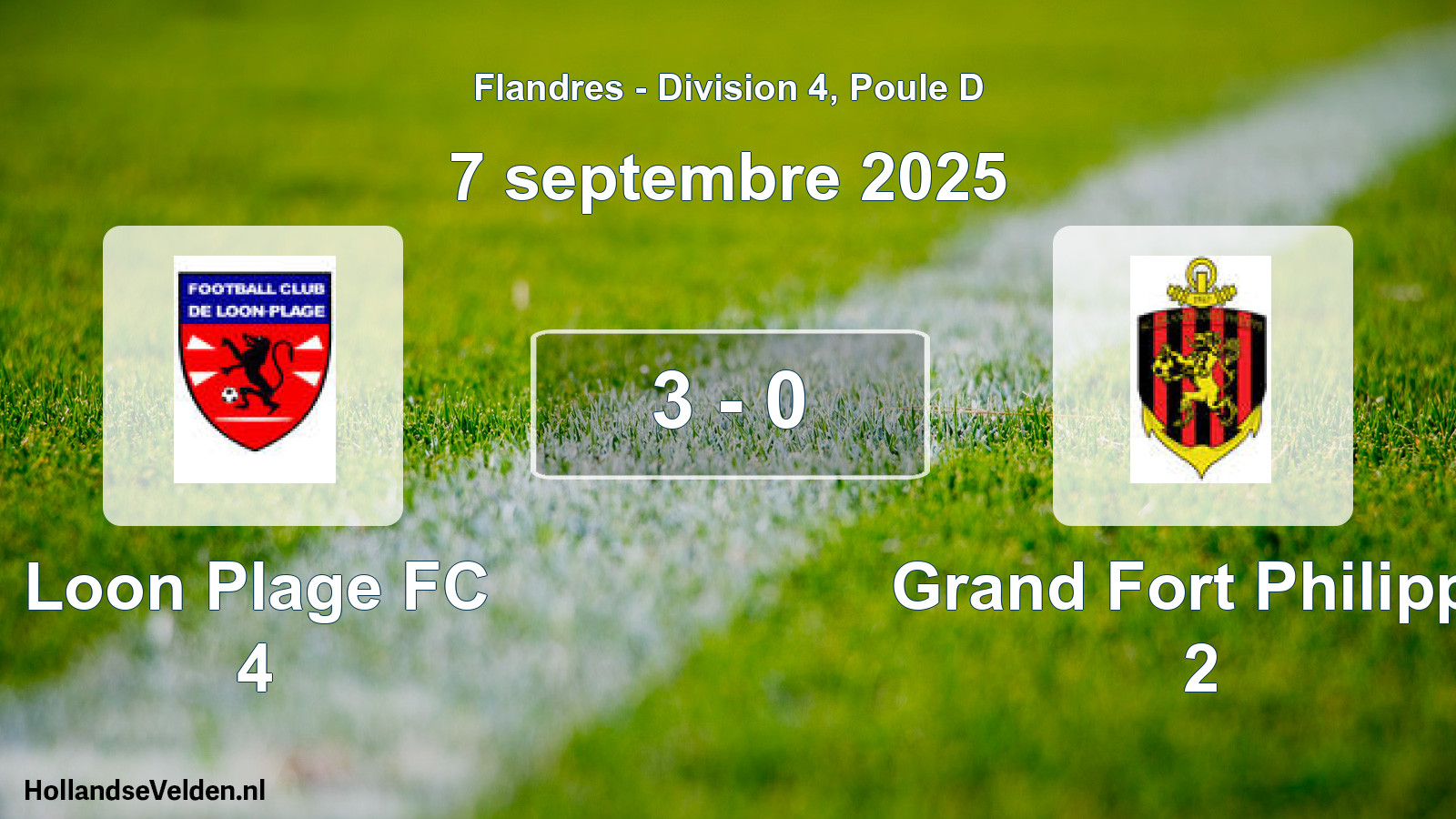 Total number of matches played: Loon Plage FC 4 - Grand Fort Philippe 2 3 - 0 (7 September 2025)