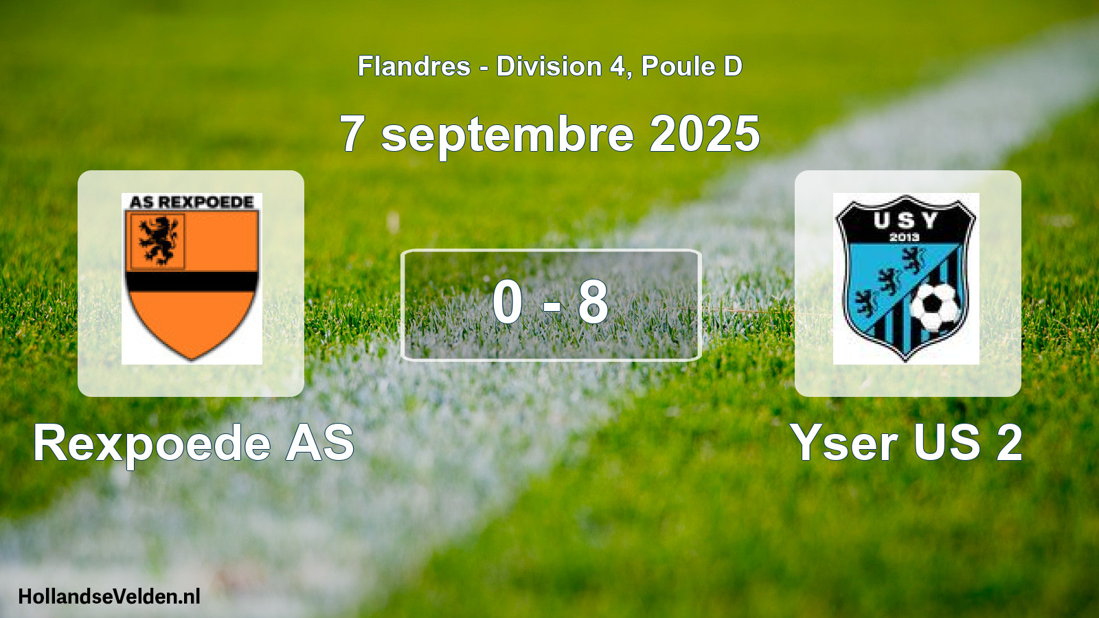 Gespeelde wedstrijd: Rexpoede AS - Yser US 2 0 - 8 (7 september 2025)