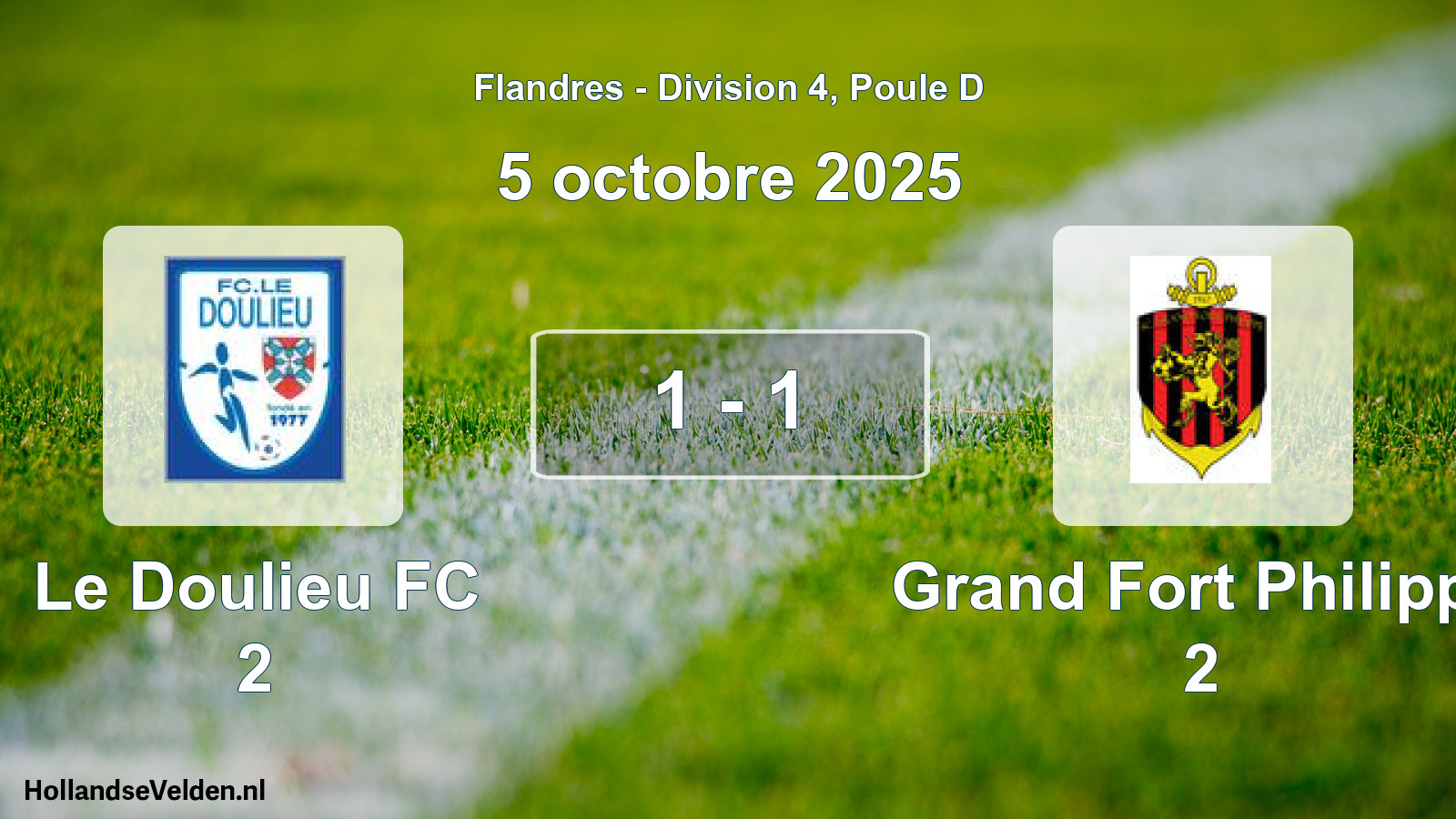 Gespeelde wedstrijd: Le Doulieu FC 2 - Grand Fort Philippe 2 1 - 1 (5 oktober 2025)
