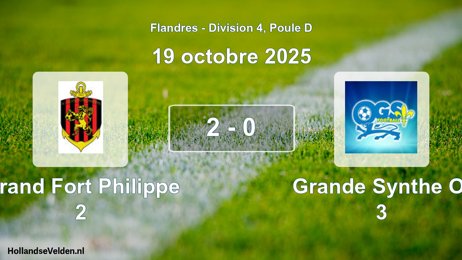 Match joué: Grand Fort Philippe 2 - Grande Synthe O. 3 2 - 0 (19 octobre 2025)