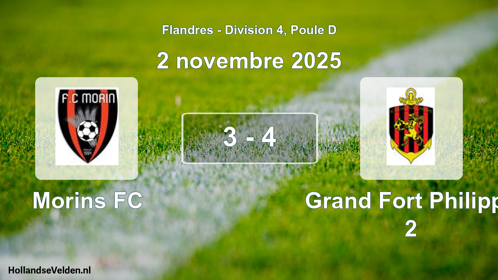 Match joué: Morins FC - Grand Fort Philippe 2 3 - 4 (2 novembre 2025)