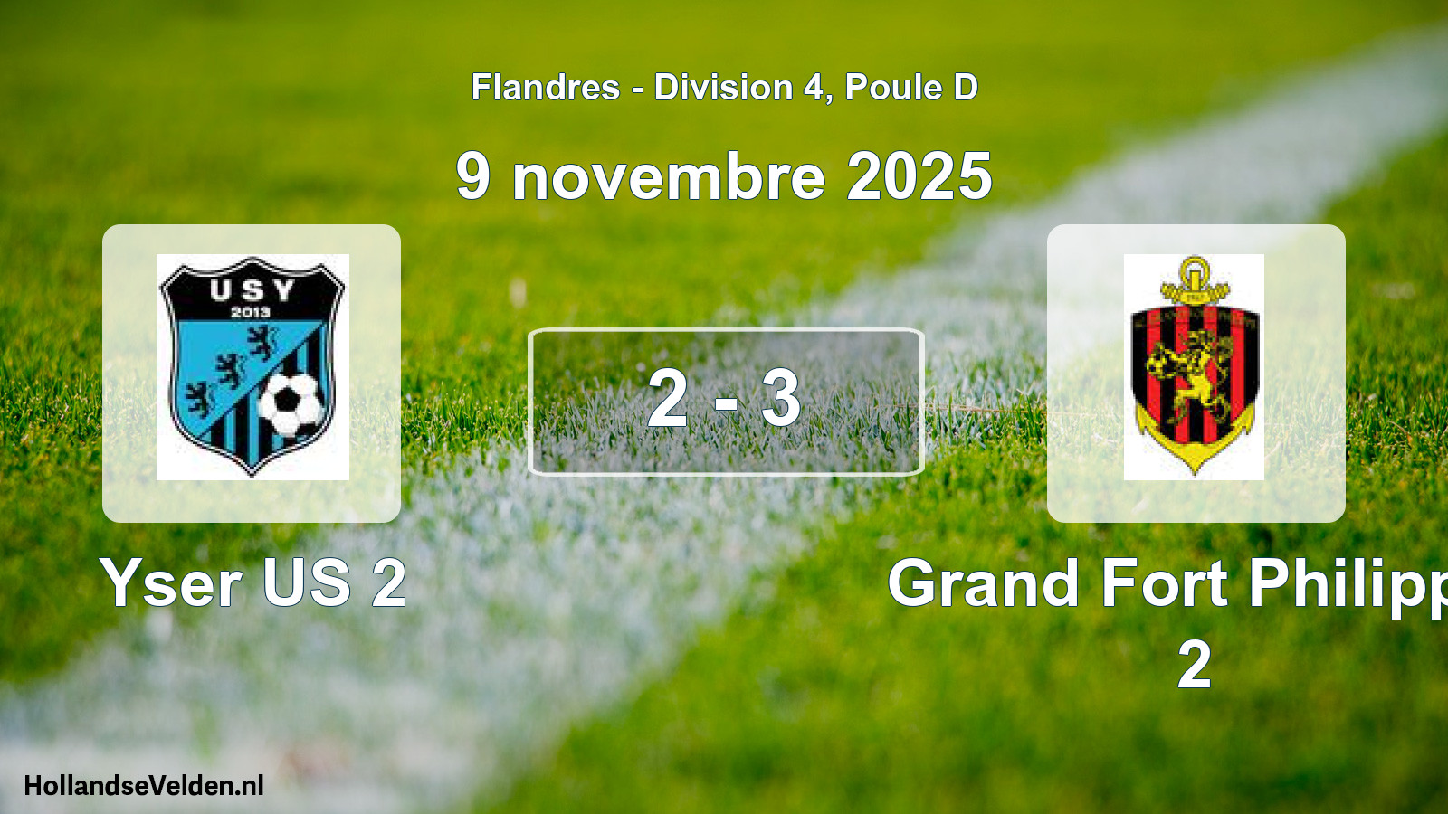 Gespeelde wedstrijd: Yser US 2 - Grand Fort Philippe 2 2 - 3 (9 november 2025)