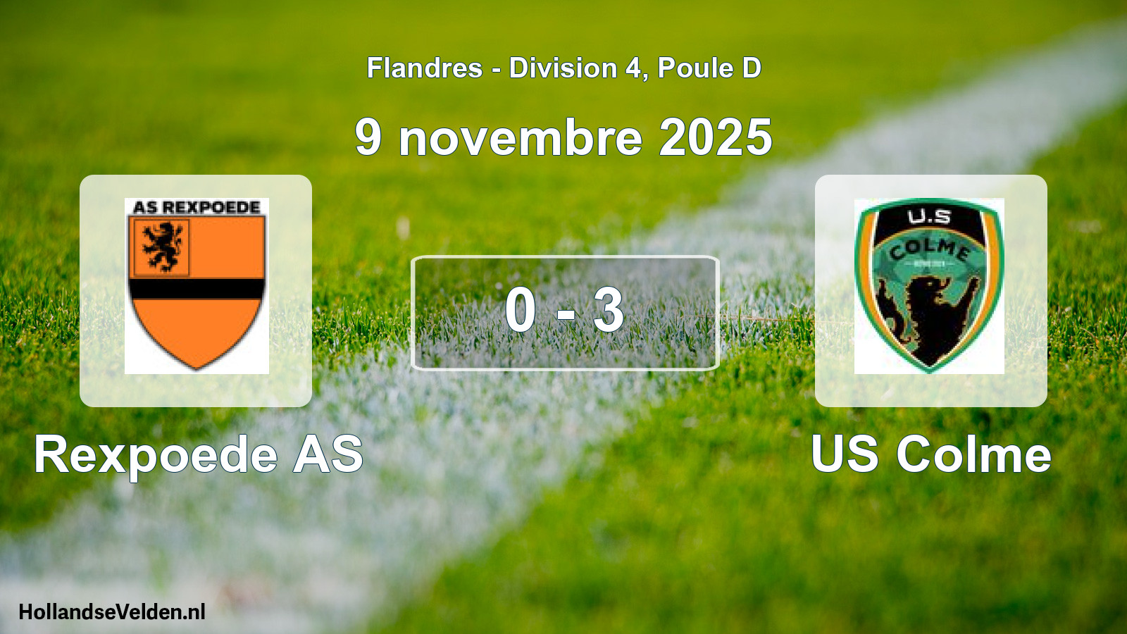 Match joué: Rexpoede AS - US Colme 0 - 3 (9 novembre 2025)