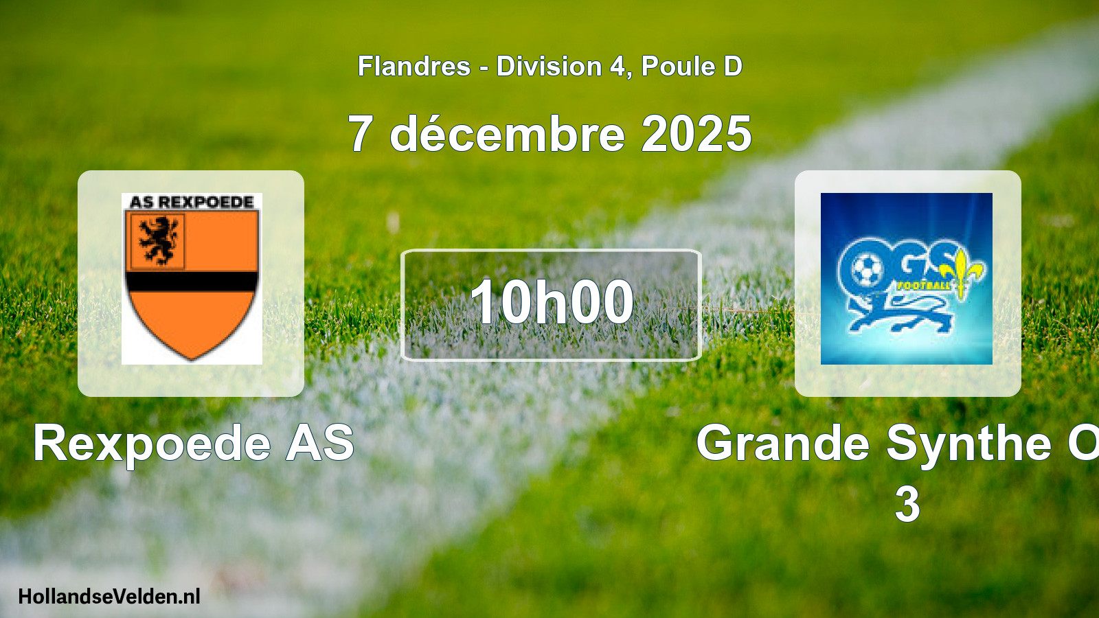 Match programmé: Rexpoede AS - Grande Synthe O. 3 (7 décembre 2025)