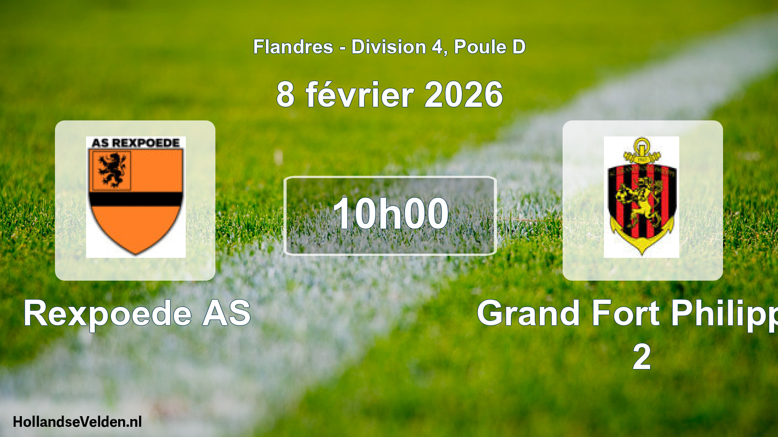 Geplande wedstrijd: Rexpoede AS - Grand Fort Philippe 2 (8 februari 2026)