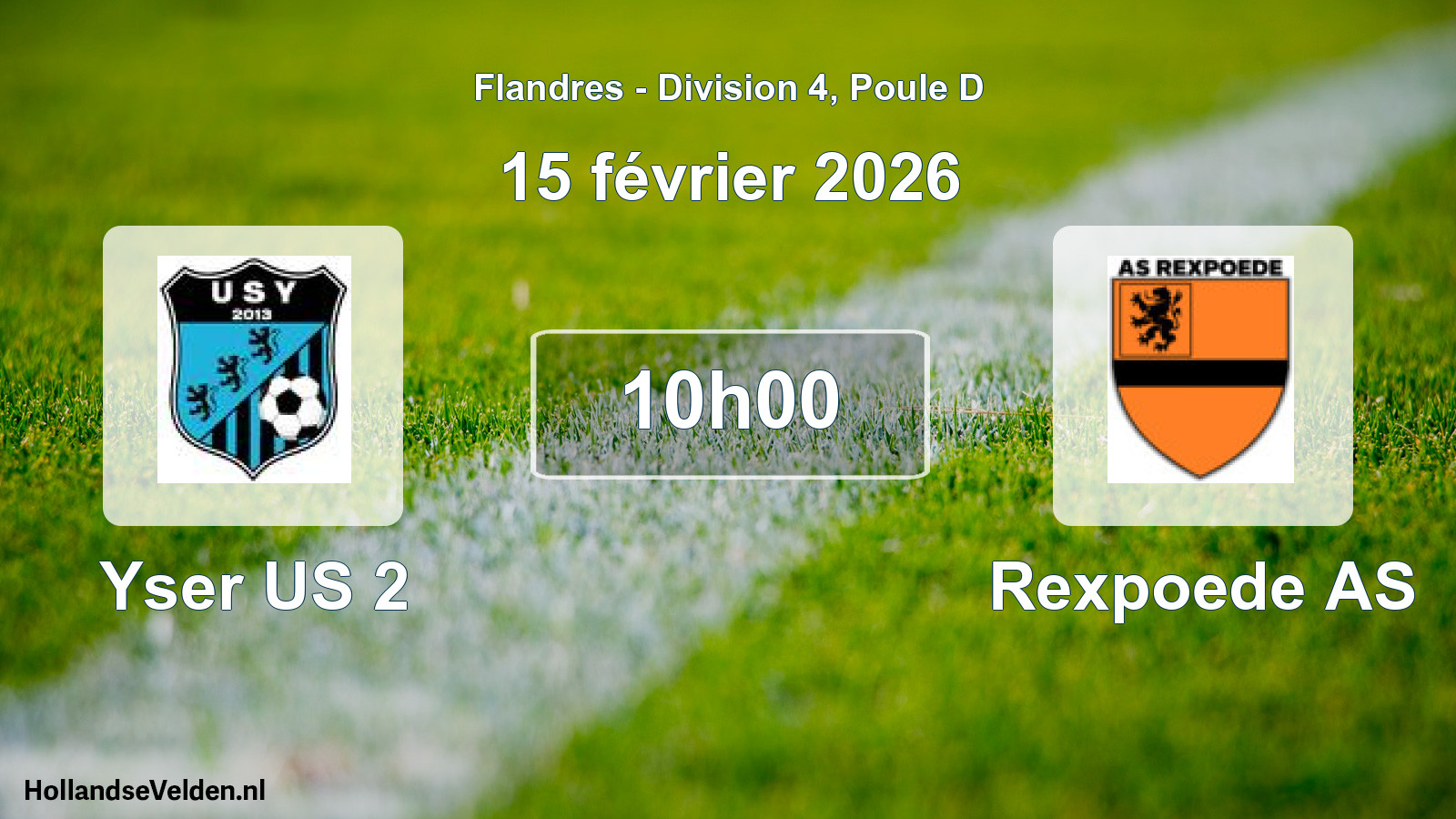 Match programmé: Yser US 2 - Rexpoede AS (15 février 2026)
