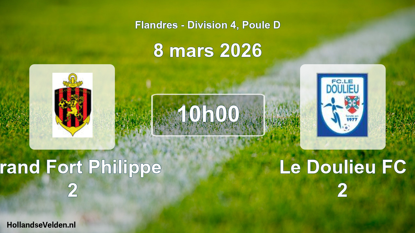 Match programmé: Grand Fort Philippe 2 - Le Doulieu FC 2 (8 mars 2026)