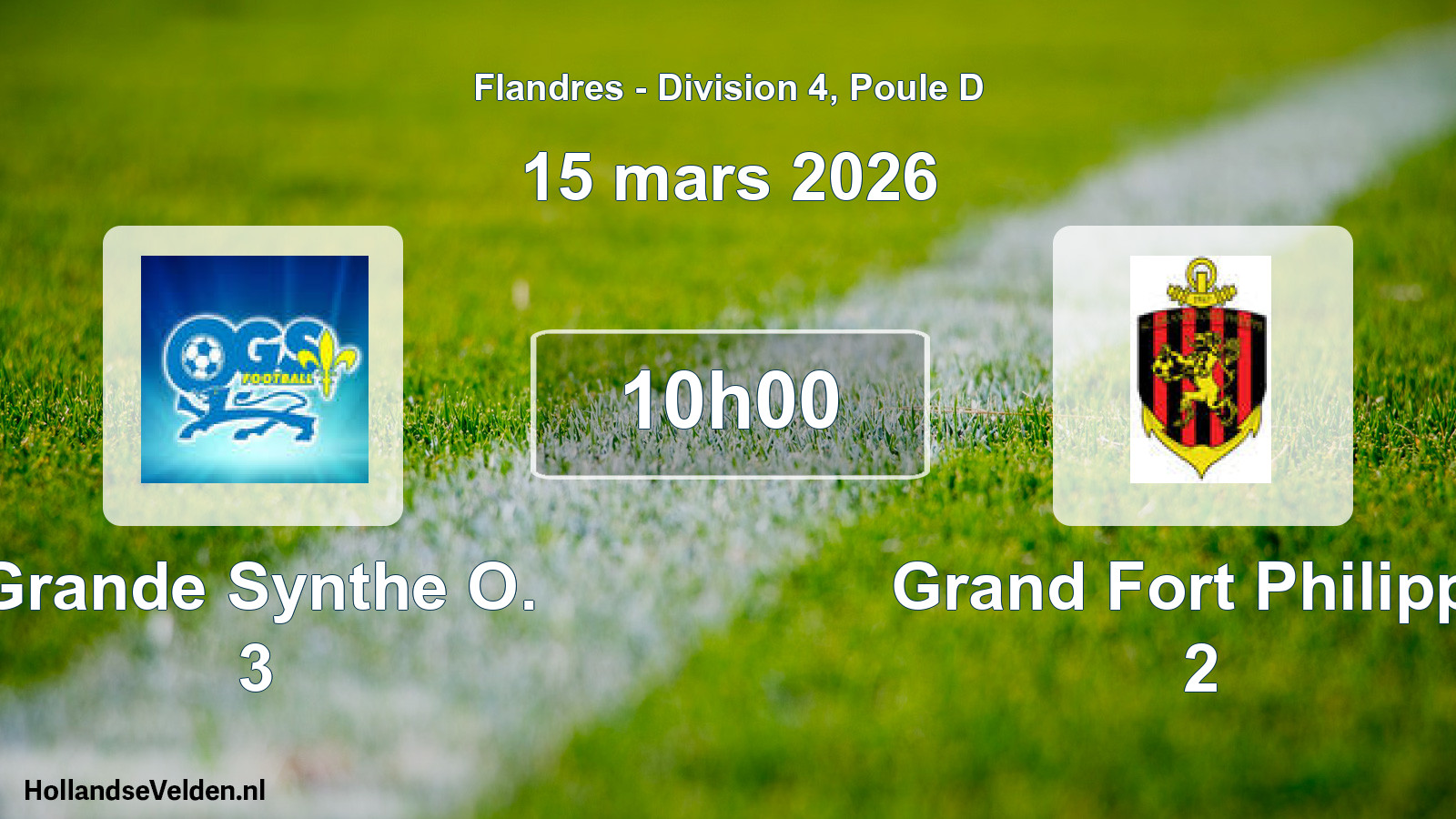 Match programmé: Grande Synthe O. 3 - Grand Fort Philippe 2 (15 mars 2026)
