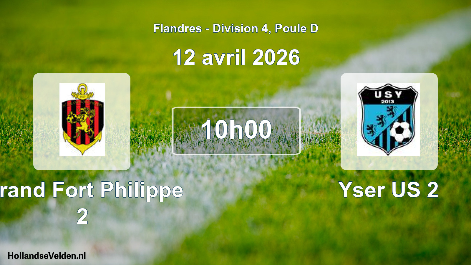 Match programmé: Grand Fort Philippe 2 - Yser US 2 (12 avril 2026)