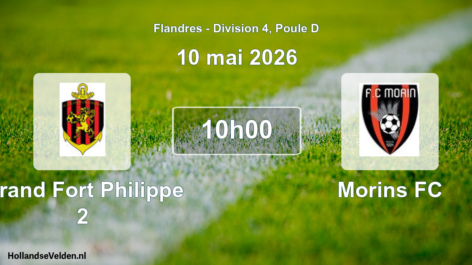 Geplande wedstrijd: Grand Fort Philippe 2 - Morins FC (10 mei 2026)