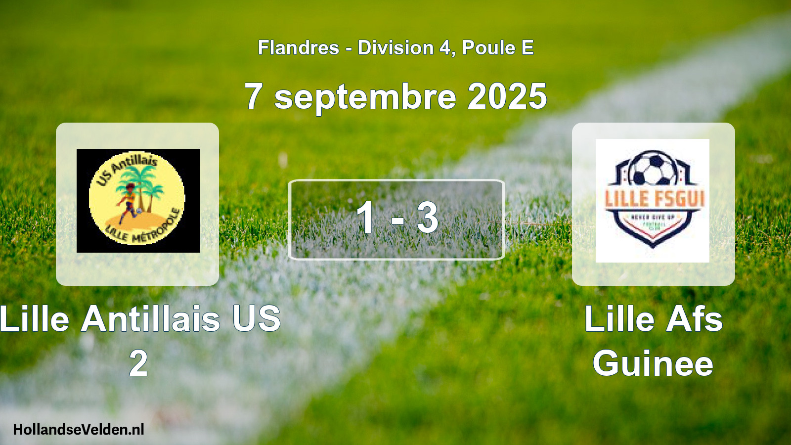 Match joué: Lille Antillais US 2 - Lille Afs Guinee 1 - 3 (7 septembre 2025)