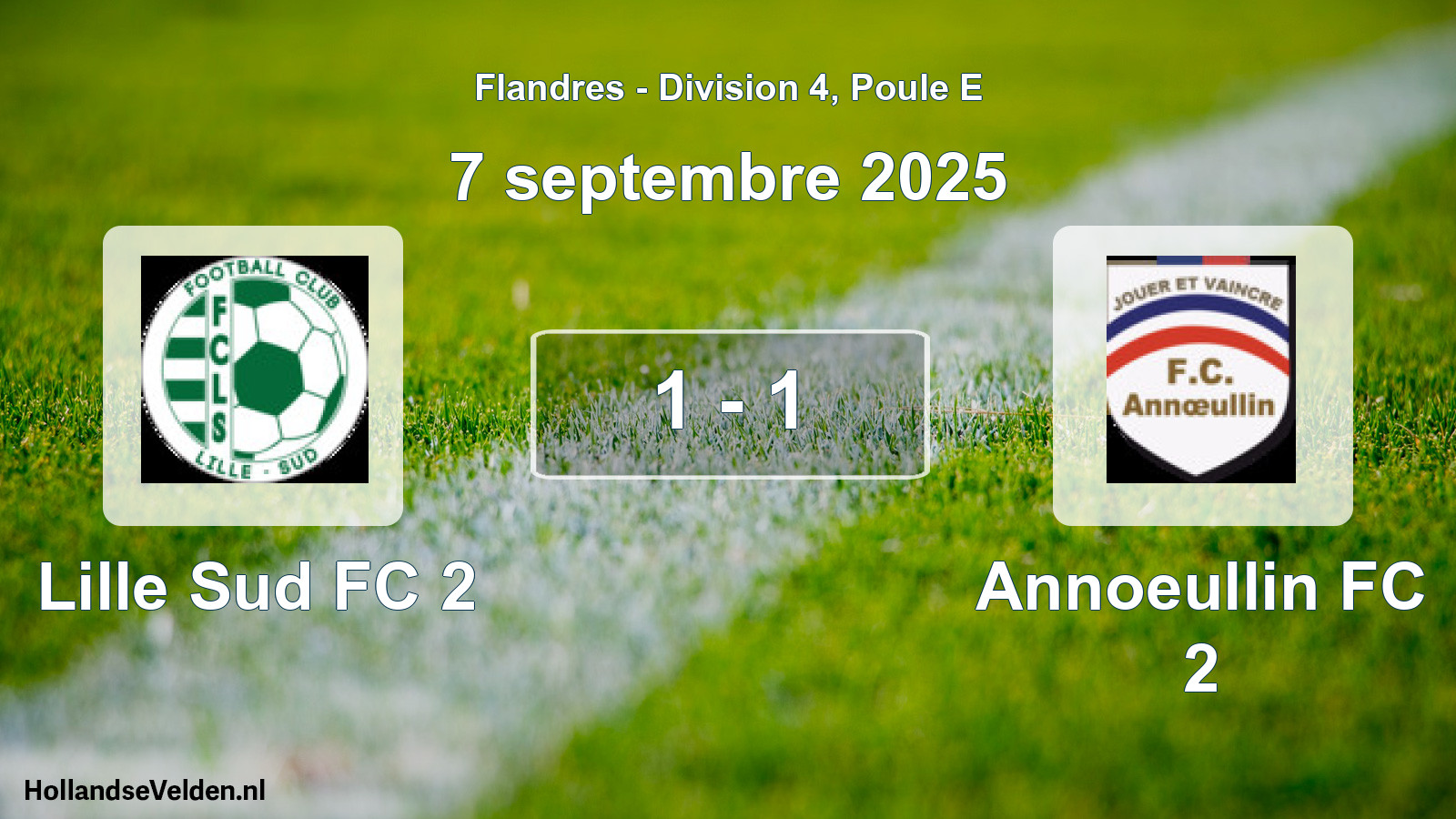 Match joué: Lille Sud FC 2 - Annoeullin FC 2 1 - 1 (7 septembre 2025)