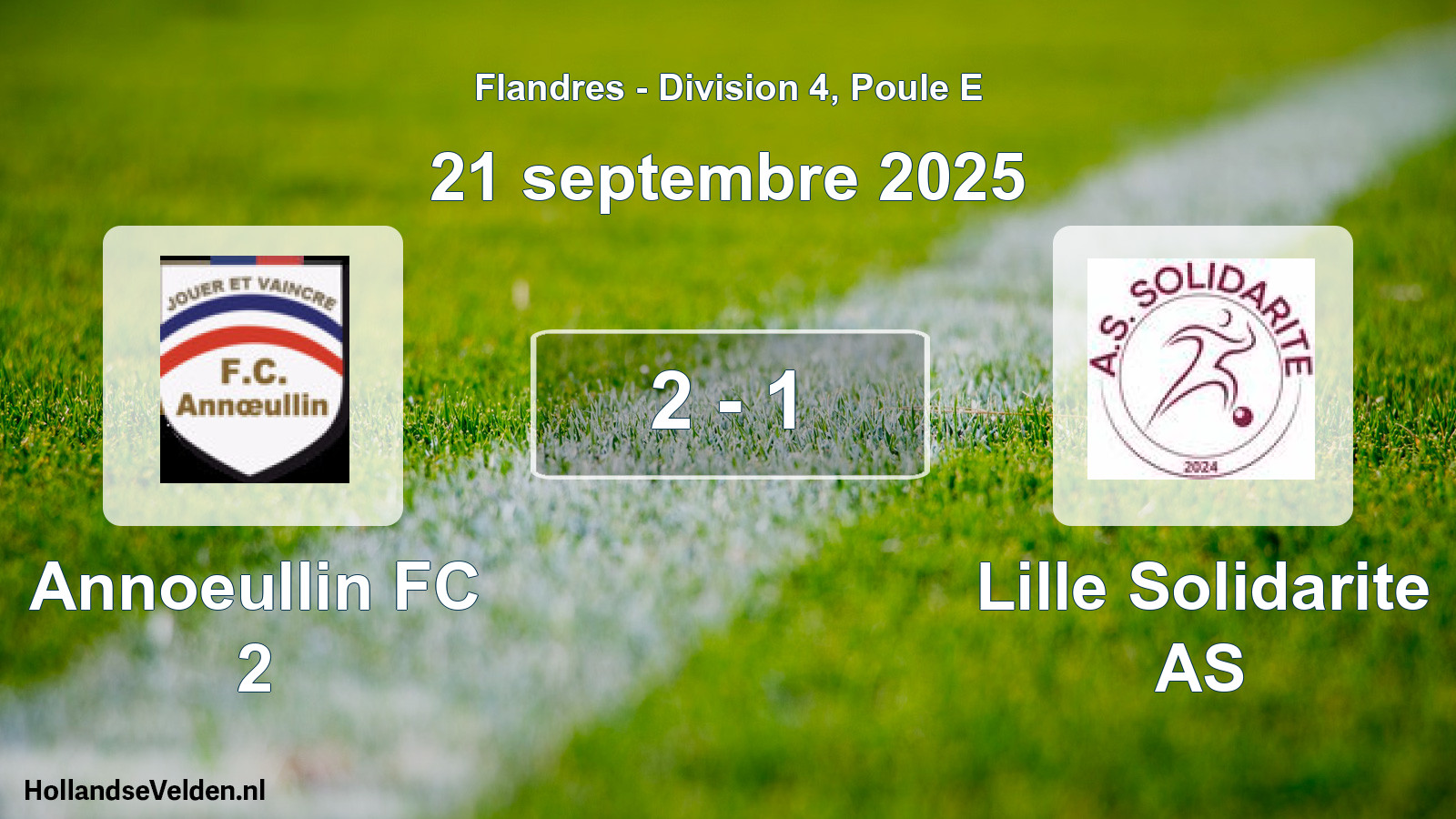 Match joué: Annoeullin FC 2 - Lille Solidarite AS 2 - 1 (21 septembre 2025)