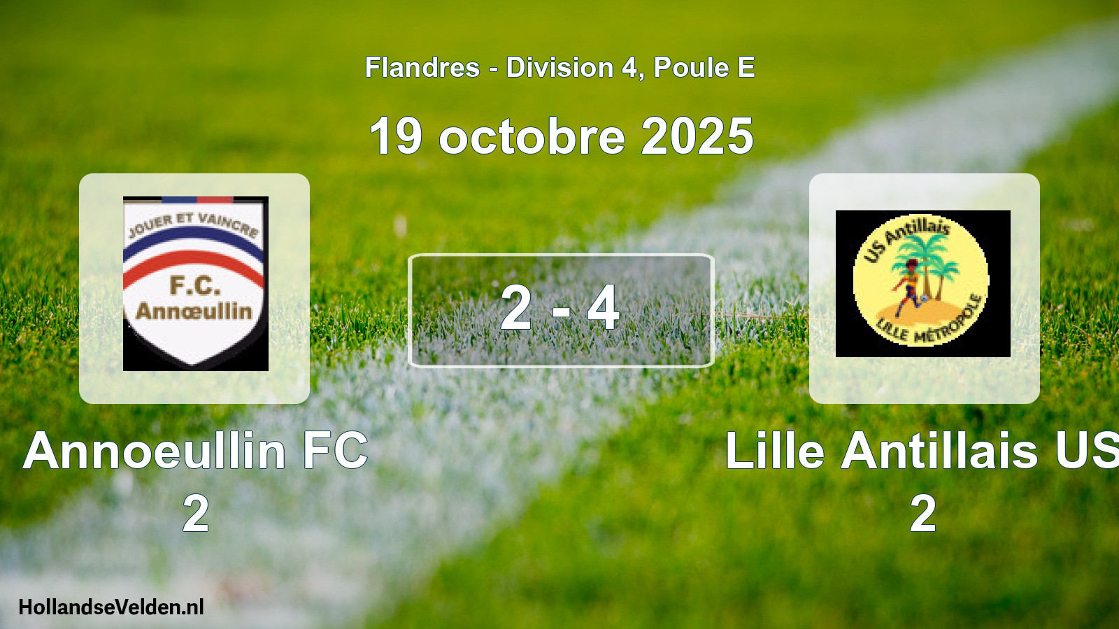 Match joué: Annoeullin FC 2 - Lille Antillais US 2 2 - 4 (19 octobre 2025)