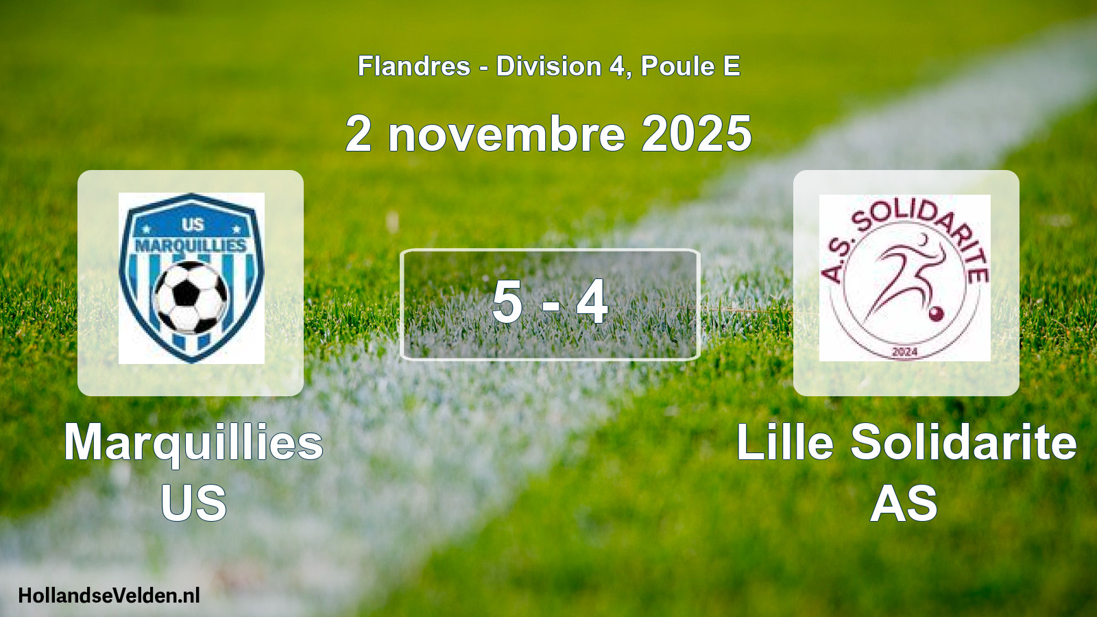 Match joué: Marquillies US - Lille Solidarite AS 5 - 4 (2 novembre 2025)