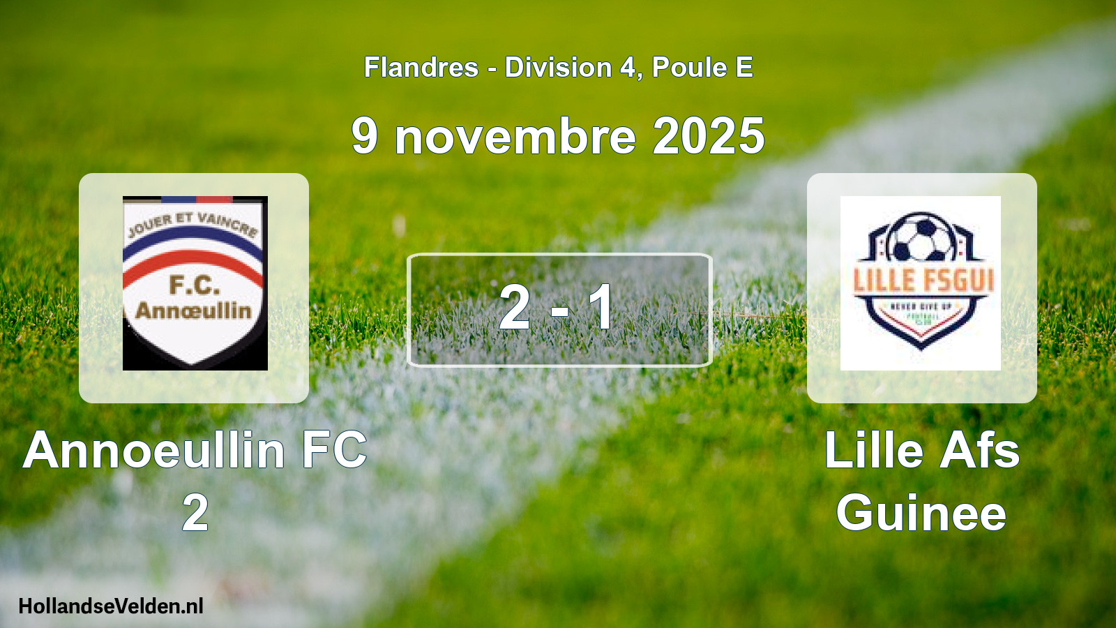 Gespeelde wedstrijd: Annoeullin FC 2 - Lille Afs Guinee 2 - 1 (9 november 2025)