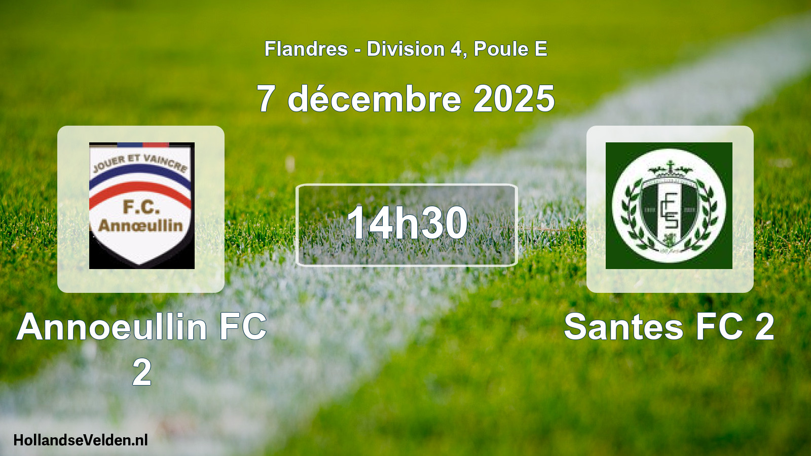 Match programmé: Annoeullin FC 2 - Santes FC 2 (7 décembre 2025)