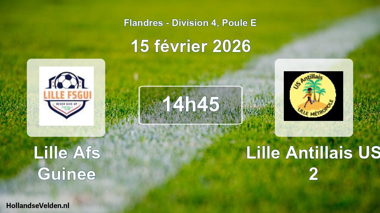 Geplande wedstrijd: Lille Afs Guinee - Lille Antillais US 2 (15 februari 2026)
