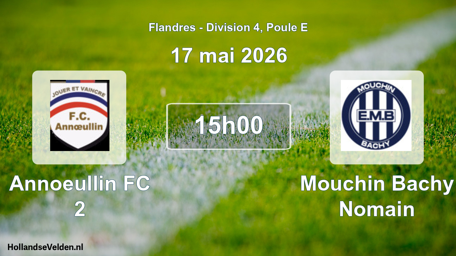 Match programmé: Annoeullin FC 2 - Mouchin Bachy Nomain (17 mai 2026)