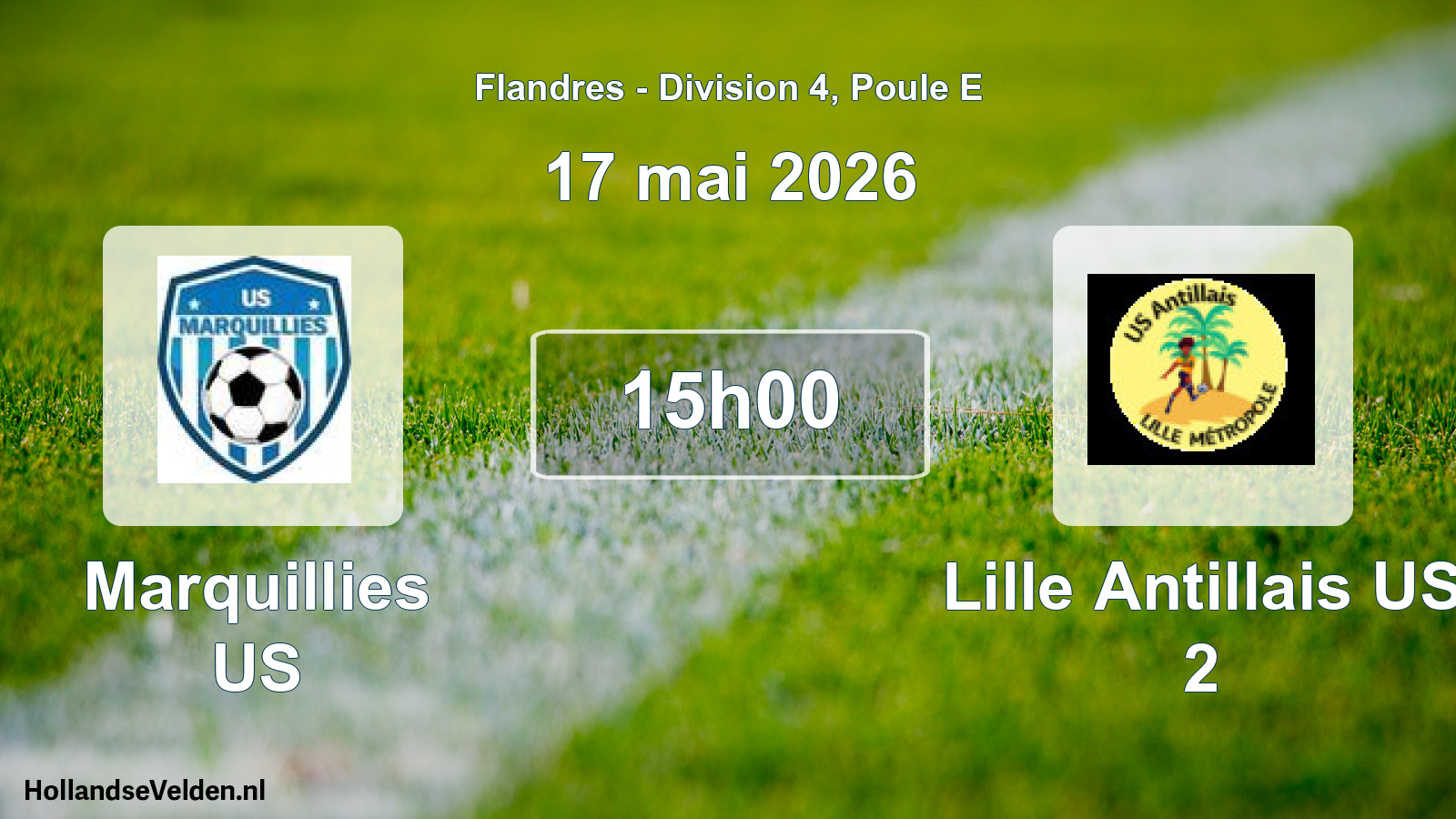 Match programmé: Marquillies US - Lille Antillais US 2 (17 mai 2026)