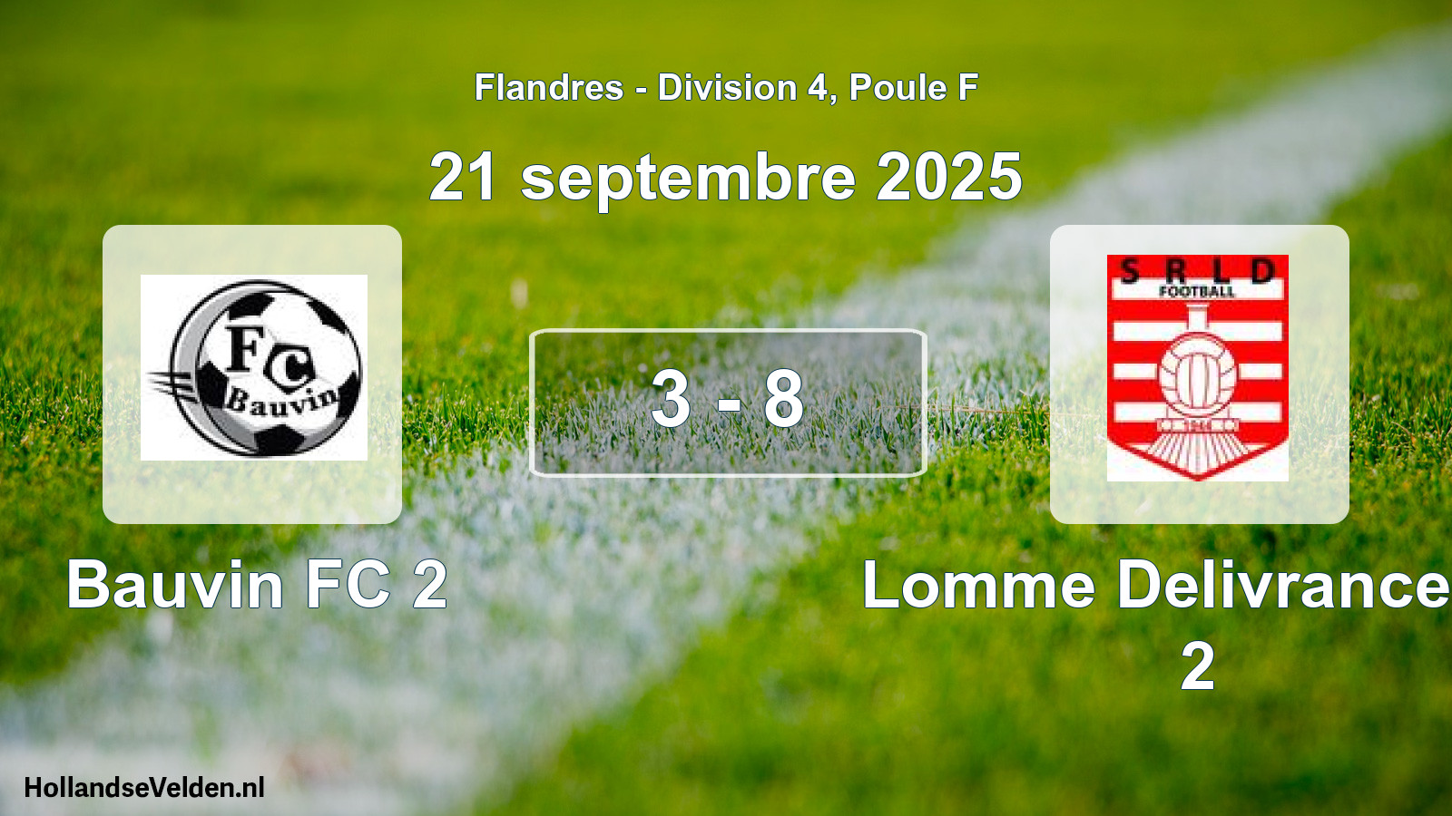 Match joué: Bauvin FC 2 - Lomme Delivrance Sr 2 3 - 8 (21 septembre 2025)