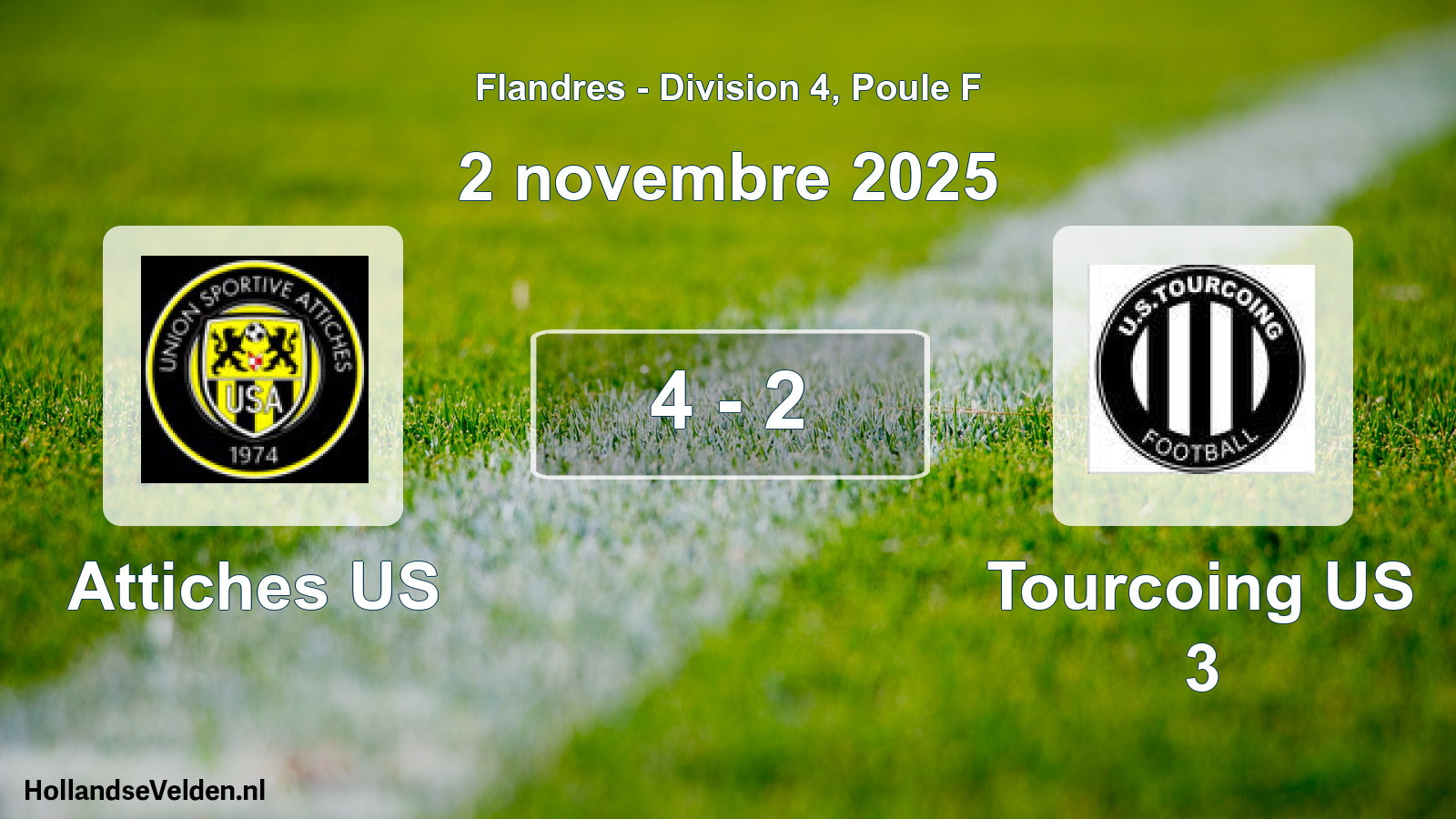 Match joué: Attiches US - Tourcoing US 3 4 - 2 (2 novembre 2025)