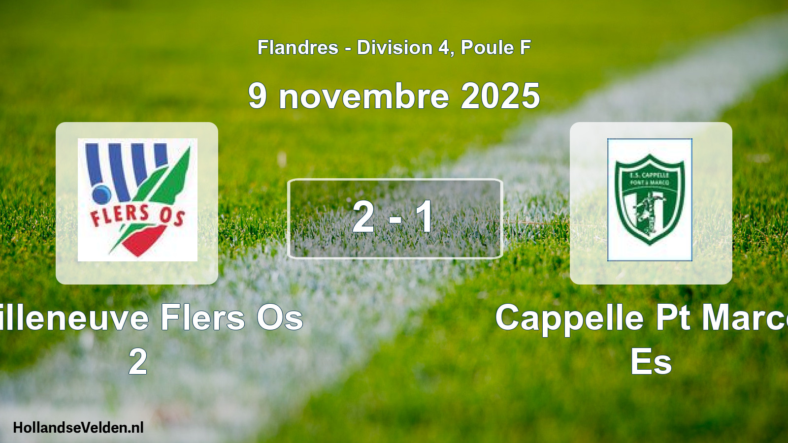 Gespeelde wedstrijd: Villeneuve Flers Os 2 - Cappelle Pt Marcq Es 2 - 1 (9 november 2025)