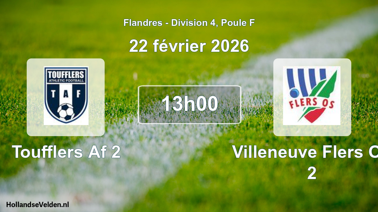 Match programmé: Toufflers Af 2 - Villeneuve Flers Os 2 (22 février 2026)