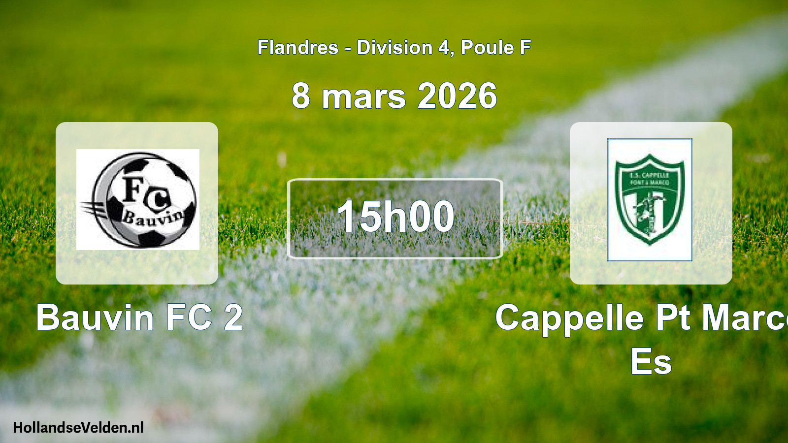 Geplande wedstrijd: Bauvin FC 2 - Cappelle Pt Marcq Es (8 maart 2026)