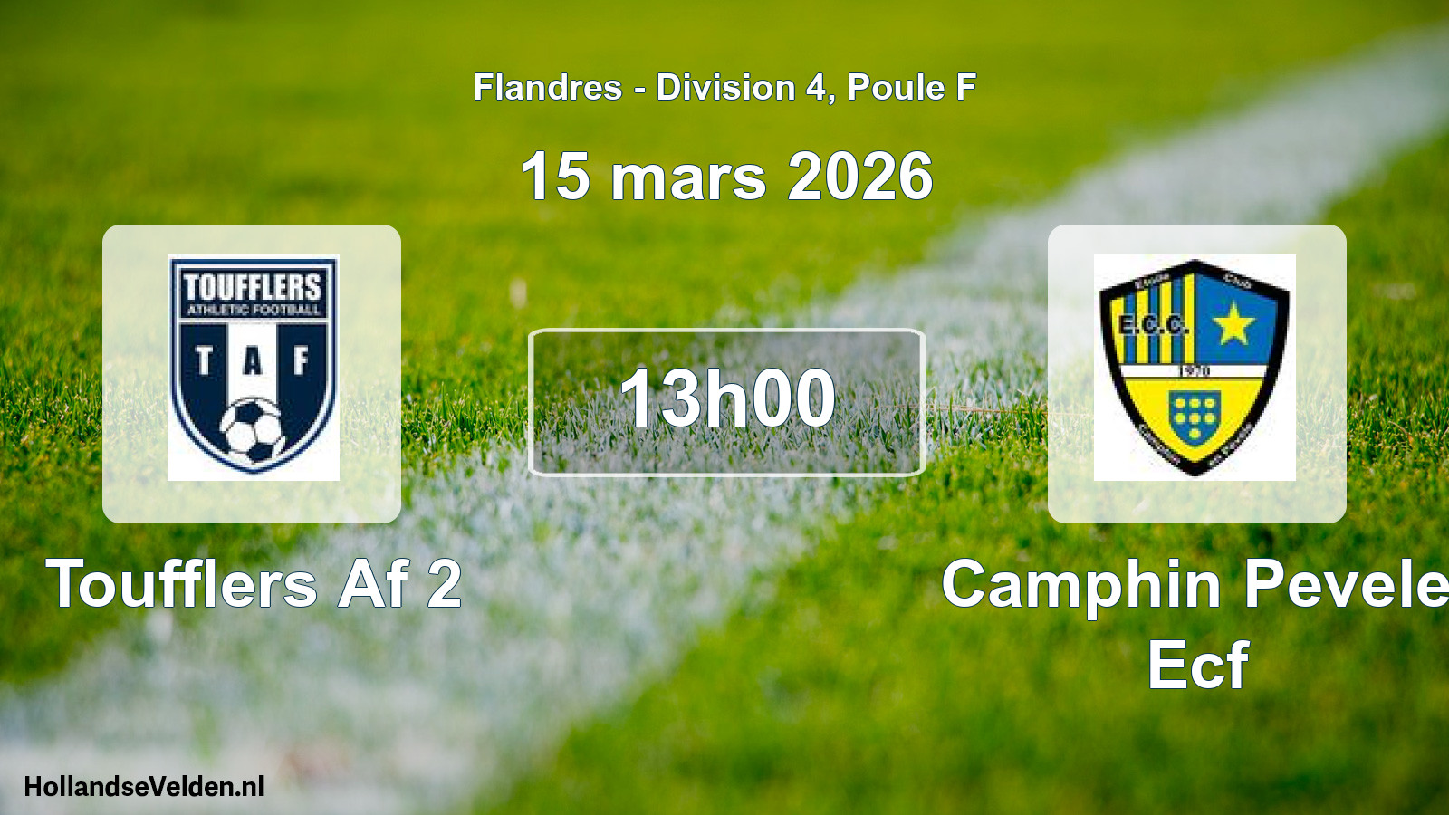 Match programmé: Toufflers Af 2 - Camphin Pevele Ecf (15 mars 2026)
