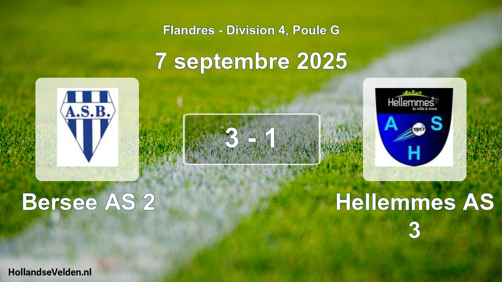Gespeelde wedstrijd: Bersee AS 2 - Hellemmes AS 3 3 - 1 (7 september 2025)