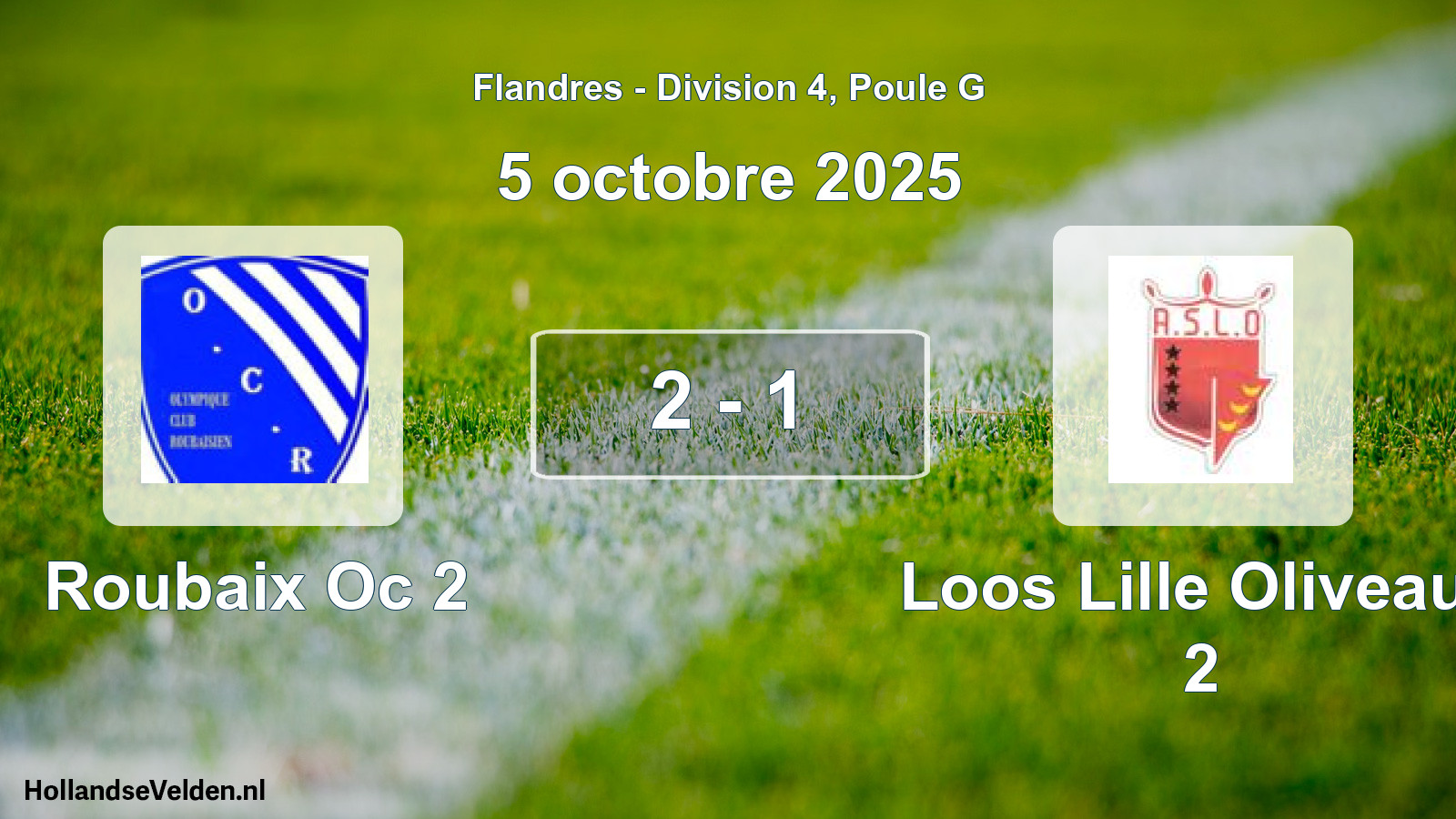 Match joué: Roubaix Oc 2 - Loos Lille Oliveaux 2 2 - 1 (5 octobre 2025)