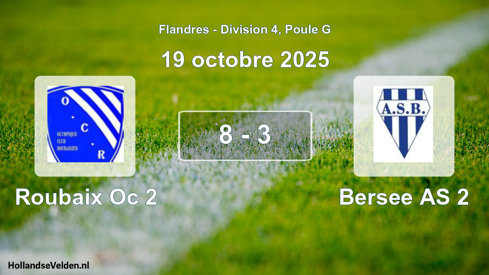 Match joué: Roubaix Oc 2 - Bersee AS 2 8 - 3 (19 octobre 2025)