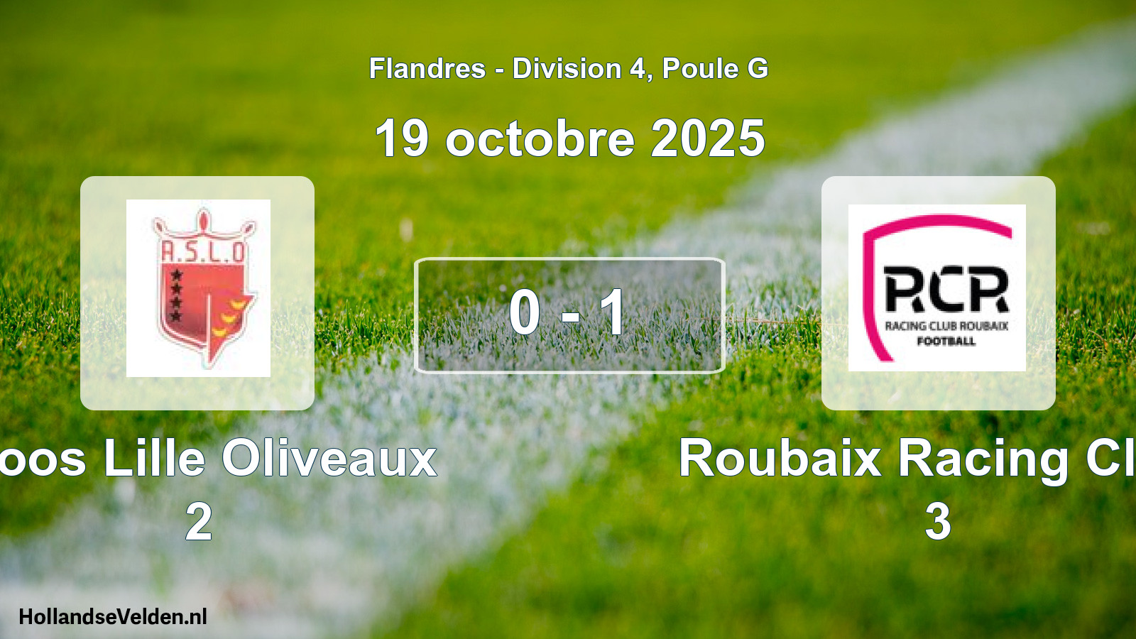 Match joué: Loos Lille Oliveaux 2 - Roubaix Racing Club 3 0 - 1 (19 octobre 2025)