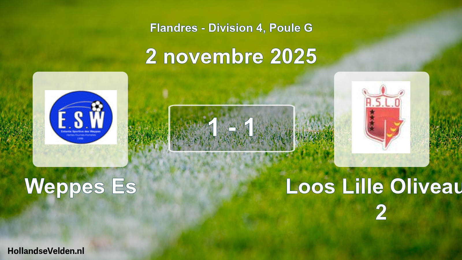 Gespeelde wedstrijd: Weppes Es - Loos Lille Oliveaux 2 1 - 1 (2 november 2025)