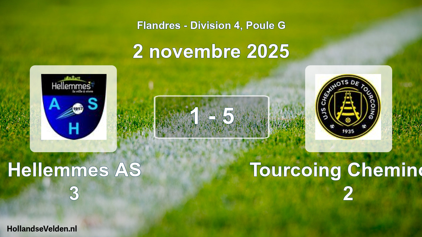 Gespeelde wedstrijd: Hellemmes AS 3 - Tourcoing Cheminots 2 1 - 5 (2 november 2025)