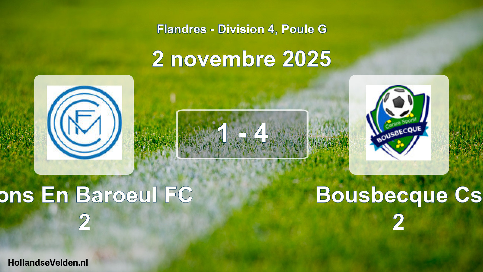 Match joué: Mons En Baroeul FC 2 - Bousbecque Cs 2 1 - 4 (2 novembre 2025)