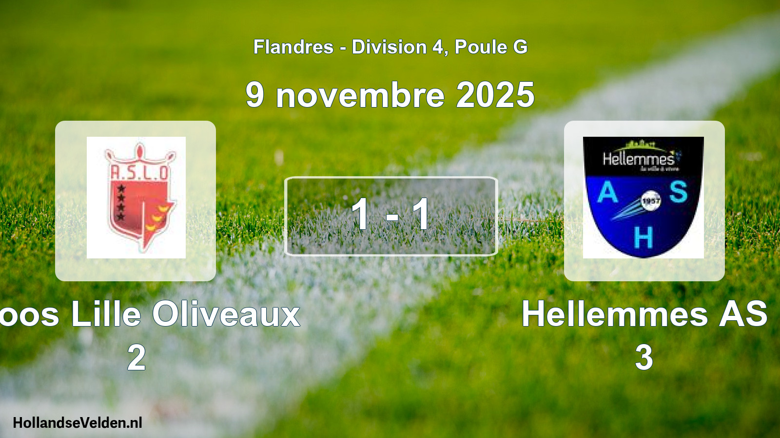 Match joué: Loos Lille Oliveaux 2 - Hellemmes AS 3 1 - 1 (9 novembre 2025)