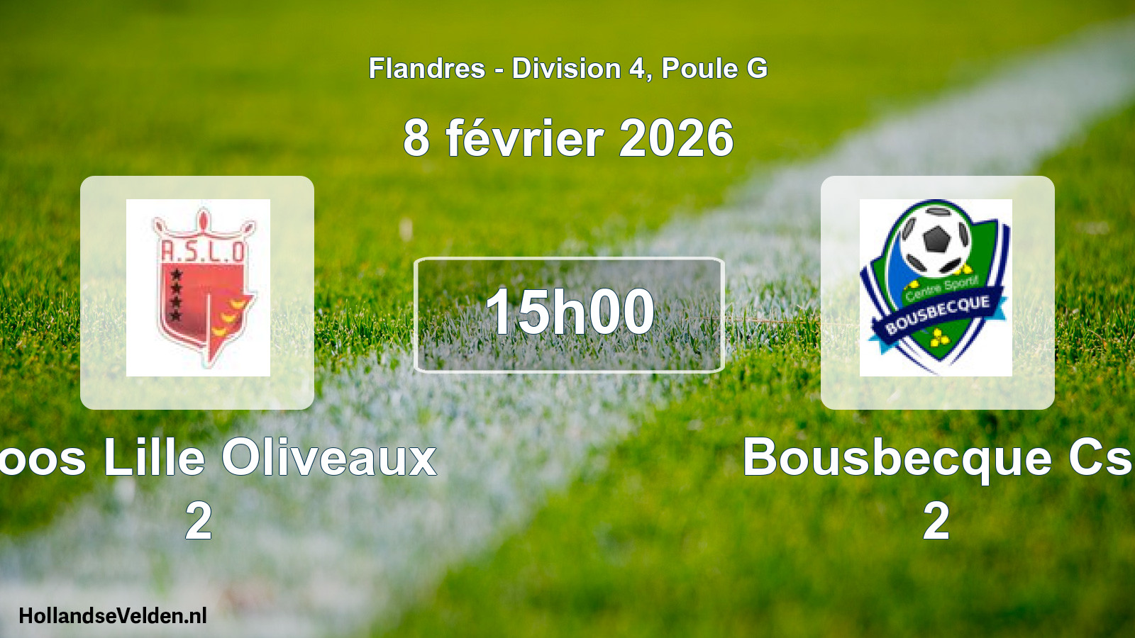 Match programmé: Loos Lille Oliveaux 2 - Bousbecque Cs 2 (8 février 2026)