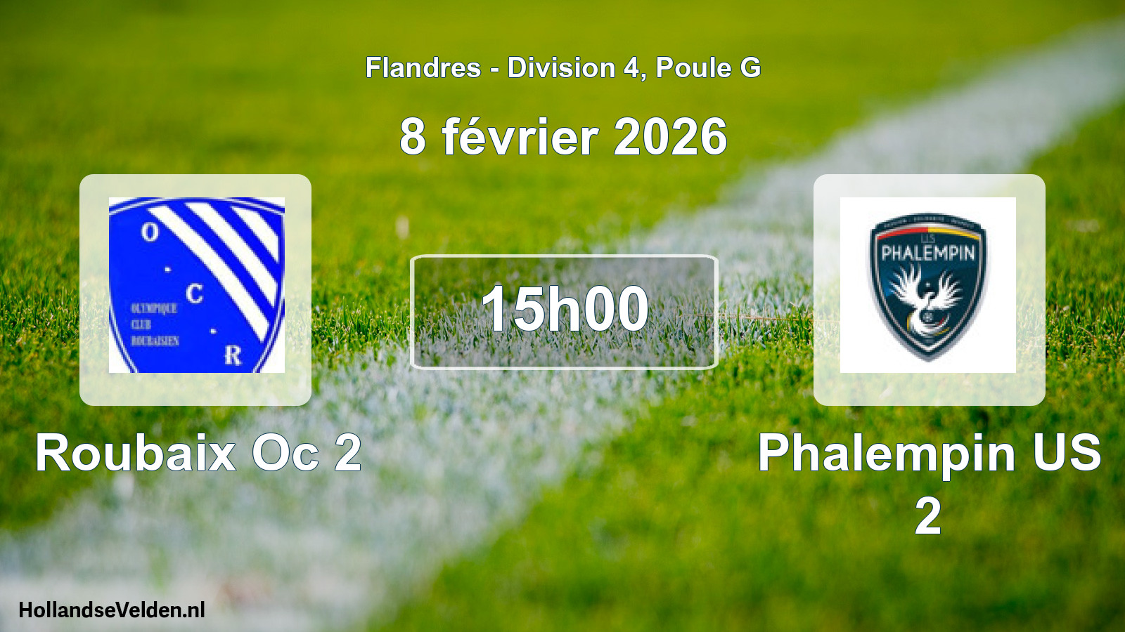 Match programmé: Roubaix Oc 2 - Phalempin US 2 (8 février 2026)