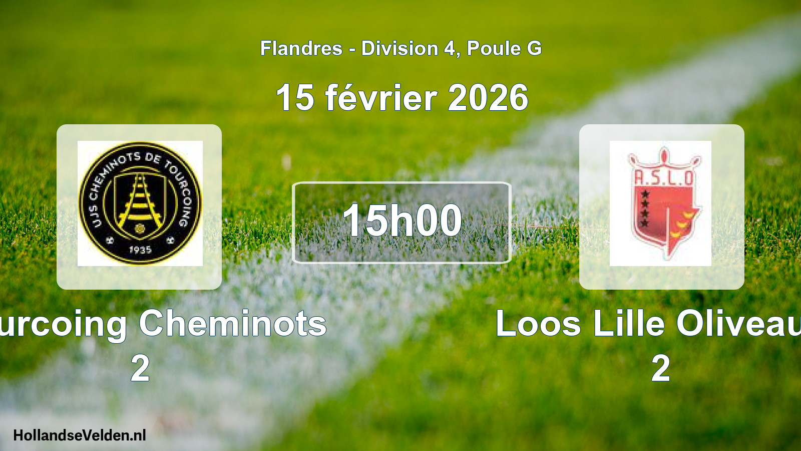 Match programmé: Tourcoing Cheminots 2 - Loos Lille Oliveaux 2 (15 février 2026)