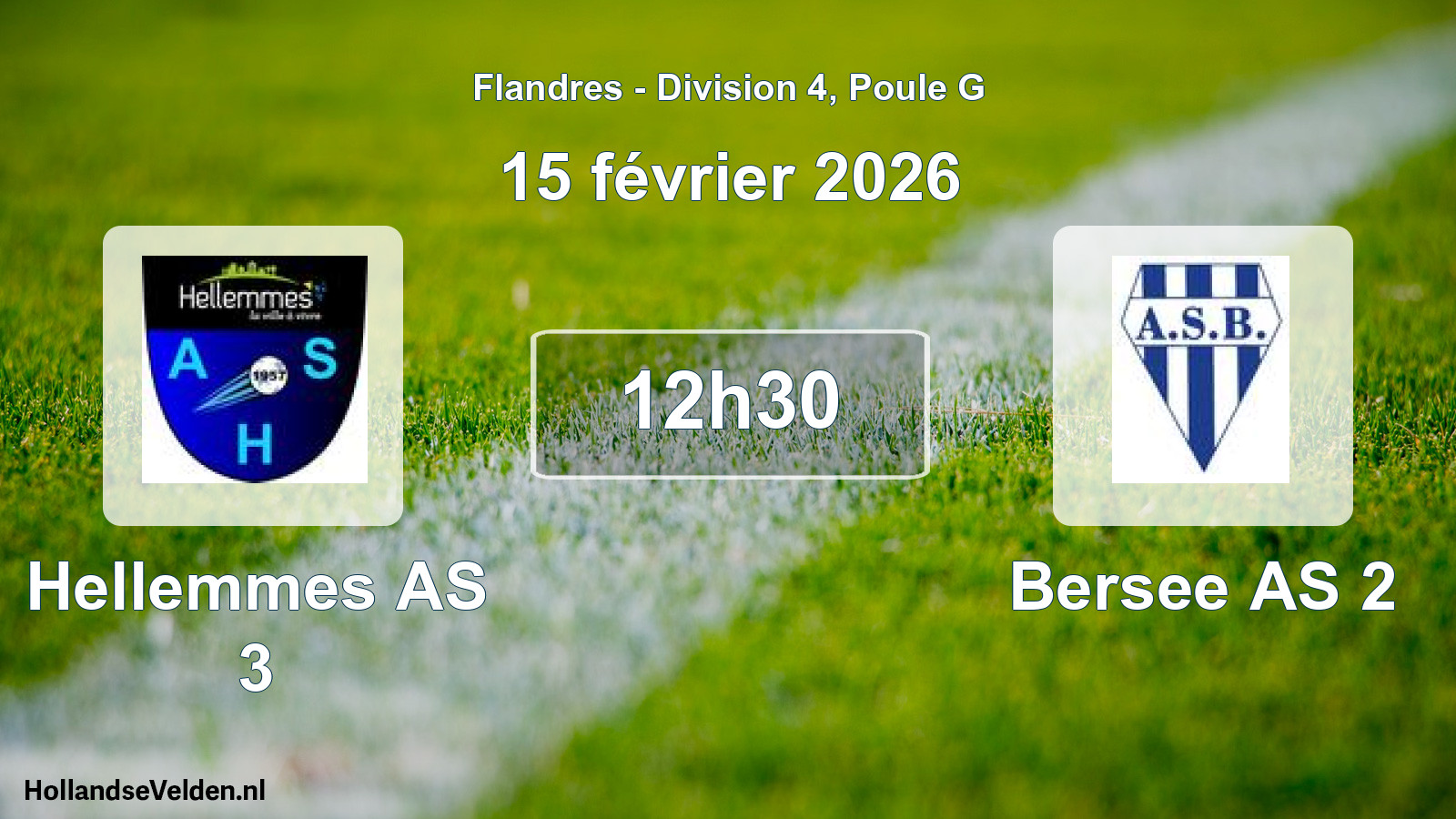 Match programmé: Hellemmes AS 3 - Bersee AS 2 (15 février 2026)