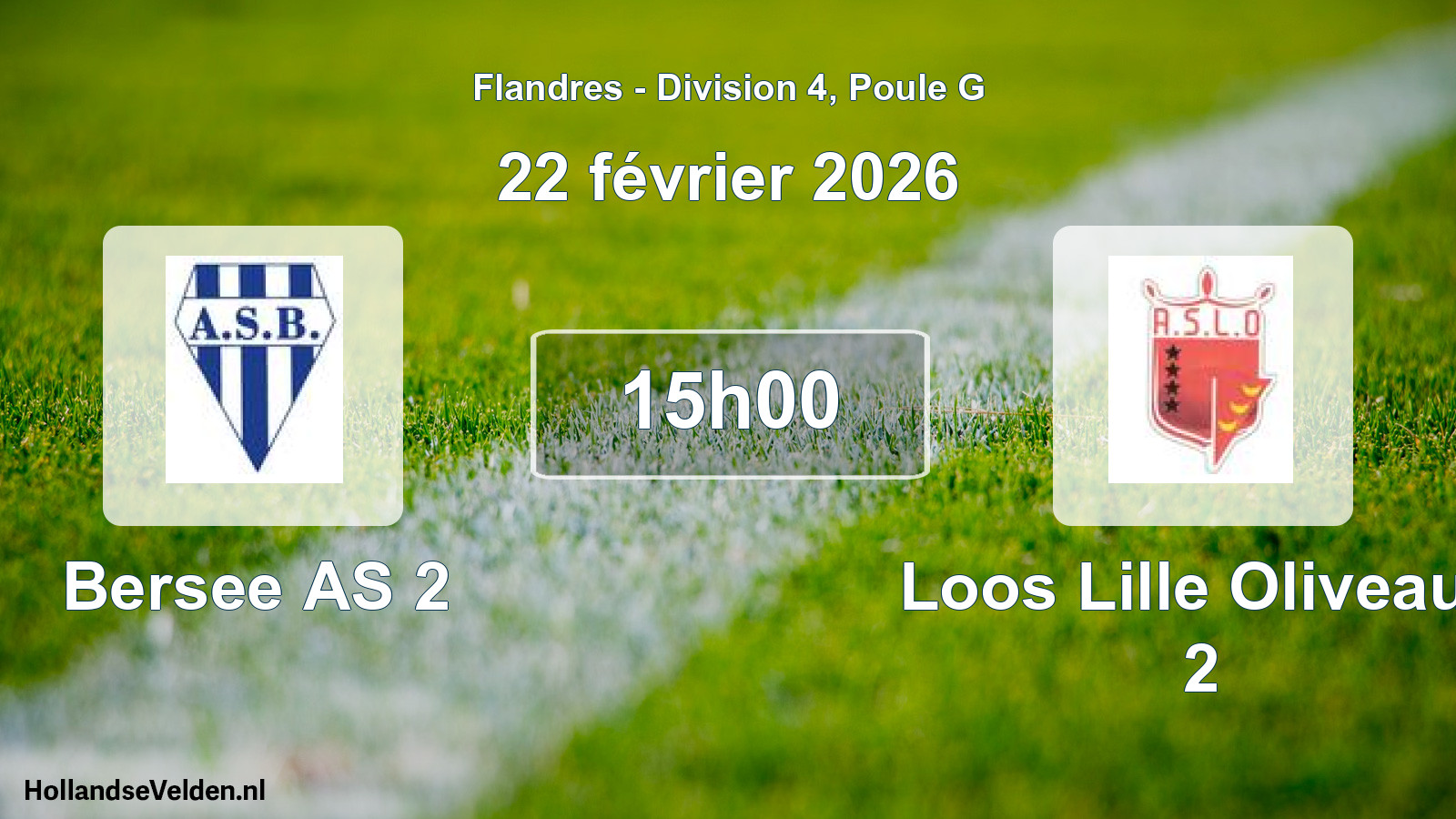 Geplande wedstrijd: Bersee AS 2 - Loos Lille Oliveaux 2 (22 februari 2026)