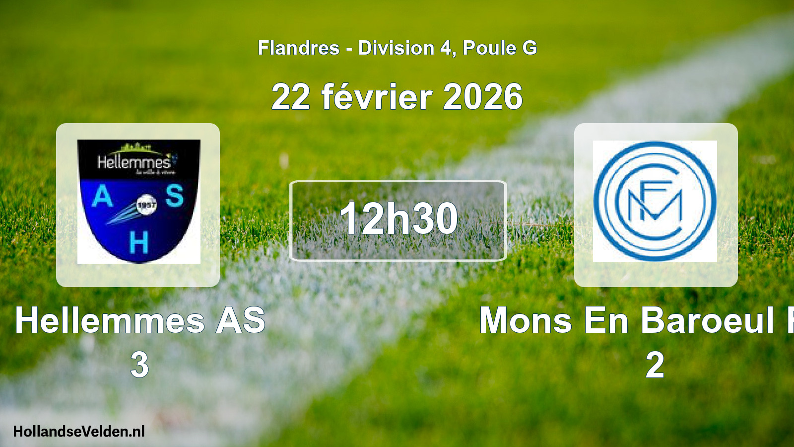 Geplande wedstrijd: Hellemmes AS 3 - Mons En Baroeul FC 2 (22 februari 2026)
