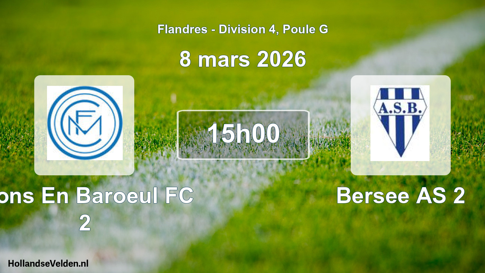 Match programmé: Mons En Baroeul FC 2 - Bersee AS 2 (8 mars 2026)